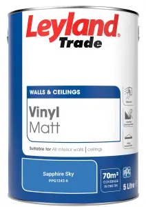 Leyland Trade Vinyl Matt Walls & Ceilings Emulsion Paint Sapphire Sky (PPG1243-6) 5L