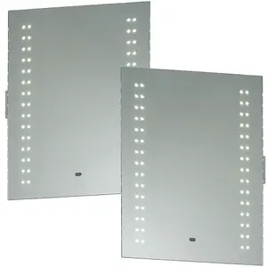 2 PACK IP44 LED Bathroom Mirror 60cm x 50cm Vanity Light Shaver Socket & Motion