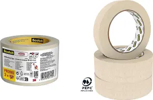 Scotch Utility Masking Tape, 30 mm x 50m,  3 ROLL PROMO PACK