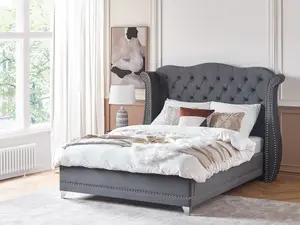 Velvet EU King Size Bed Grey AYETTE