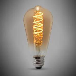 4w E27 ES Vintage Edison ST64 LED Light Bulb 1800K Spiral Filament Teardrop High CRI Dimmable - SE Home