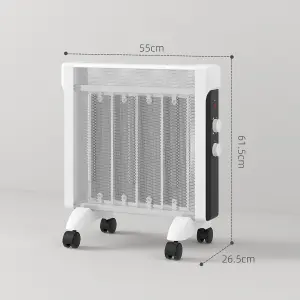 HOMCOM 2000W Panel Heater, Electric Space Heater for Home, White