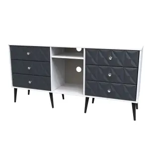 Toledo 6 Drawer Sideboard in Indigo Matt & White (Ready Assembled)