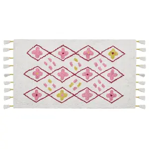 Cotton Kids Area Rug 80 x 150 cm White and Pink CAVUS