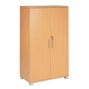 Beech wooden Filing cabinet with 2 shelves - 2 Door Lockable Filing Cabinet - Tall wood Office Storage Cupboard Organiser