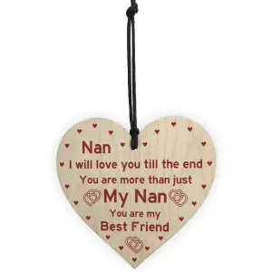 Nan Best Friend Gift Wooden Heart Birthday Mothers Day Gift For Nan From Grandchild