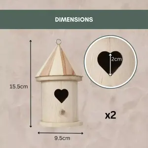 2pc Wooden Bird Nest Hanging Feeding Station Wild Bird House Garden Outdoor