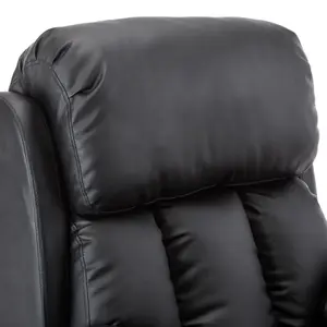 Chester Single Motor Electric Rise Recliner Bonded Leather Armchair Electric Lift Riser Chair (Black)