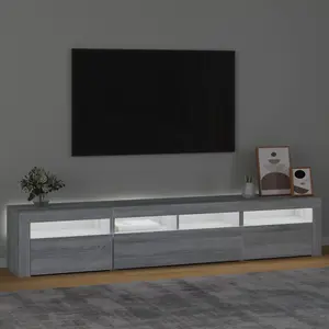 Berkfield TV Cabinet with LED Lights Grey Sonoma 210x35x40 cm