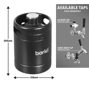 2L Matte Black Mini Growler Keg - Versatile Soft Drinks Dispenser and Beverage Canister