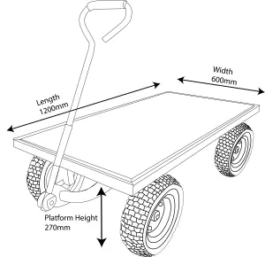 Workhorse Trucks General Purpose Platform Truck with Plywood Base, Pneumatic Wheels, 450kg Capacity, Blue Mesh Platform