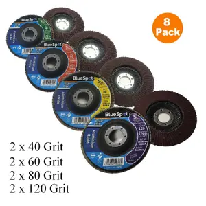 8 x Grit Flap Discs 115mm Mixed Angle Grinder Wheels 40 60 80 120 Sanding 4.5 Inch