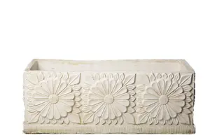 Large Daisy design Stone Planter Trough