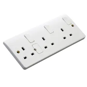 MK White Triple 13A Switched Socket