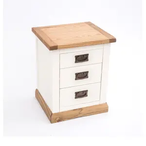 Tropea 3 Drawer Bedside Table Brass Drop Handle