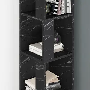 Bensonhurst Corner Bookcase Unique Design & Modern Style Black/White