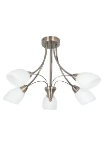 Oxford 5 Light Semi Flush Ceiling Light Antique Brass