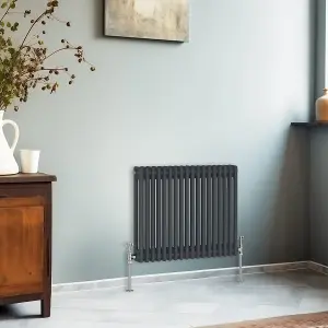 Right Radiators 600x830 mm Horizontal Traditional 2 Column Cast Iron Style Radiator Anthracite