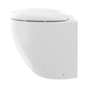 GoodHome Kentia White Rimless Back to wall Round Toilet pan with Soft close seat