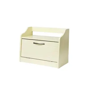 Minack Buttermilk / Cream Wooden Bread Bin, Worktop Storage Box with Shelf