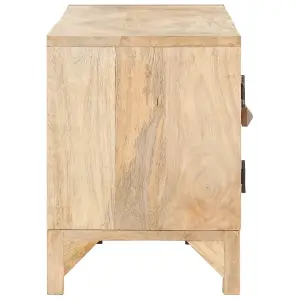 Berkfield TV Cabinet 140x30x40 cm Solid Mango Wood and Natural Cane