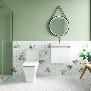 Cloakroom Suite - Vanity Unit, Tap and Toilet - White/Chrome