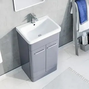 Nes Home 500mm Freestanding Grey Basin Vanity & 350mm Wall Hung Tall Cabinet Set