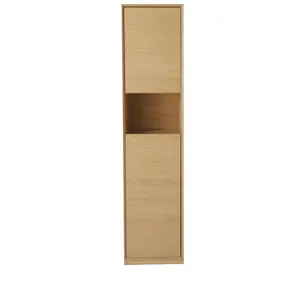 GoodHome Avela Tall Matt Oak Veneer Single Wall-mounted Bathroom Cabinet (H)170cm (W)40cm