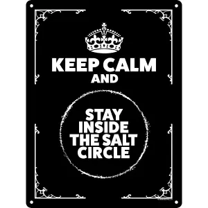 Grindstore Keep Calm And Stay Inside The Salt Circle Tin Mini Plaque Black/White (One Size)