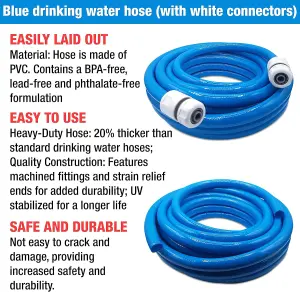 Premium Food Grade Water Hose with Hose Connector Set  3-ply Hose Pipe for Caravan, Motorhome and Boat