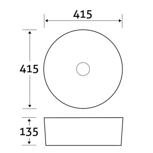 Diana Gloss White Ceramic Round Counter Top Basin (W)415mm