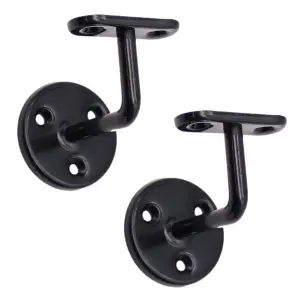 EAI Handrail Bracket Black Pack 2 Banister Brackets Stair Banister Wall Handrail 63mm