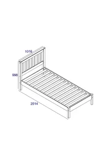 Core Products, Premium Corona white 3'0 single slatted low-end bedstead, white wax pine