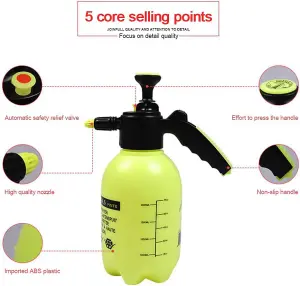 Almineez 2L Hand Pressure Sprayer Bottle Handheld Pump Garden Multi Purpose Plant Watering