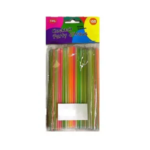 UBL Party/Cocktail Disposable Straws (Pack of 100) Multicoloured (One Size)