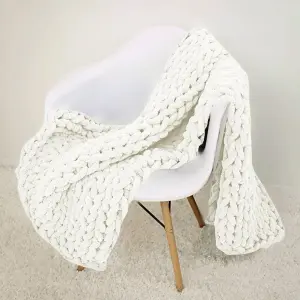 Milk White Soft Chenille Blanket Throw Blankets for Bed 1500mm(L)