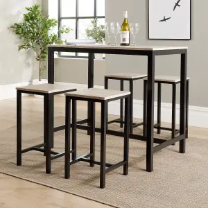 Home Source Nicosia Light Oak Table and Bar Stool Set