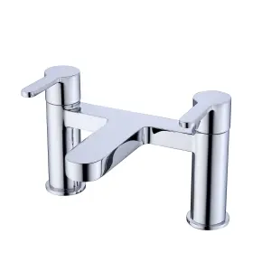 VURTU Datchworth Bath Filler, 1/4 Turn, Dual Lever Ceramic Disc, High/ Low Water Pressure, 240(H) x 220(W), Chrome, 628542