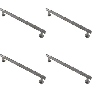 4 PACK - Knurled Bar Door Pull Handle - 274mm x 13mm - 224mm Centres - Anthracite Grey