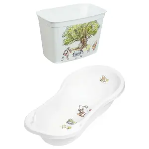 Winnie the Pooh Baby Bath Tub 100cm with Plug & Hanging Organizer Box 4L