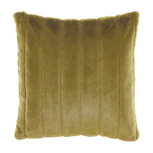 Set of 2 Cushions PUMILA Faux Fur 45 x 45 cm Solid Olive Green