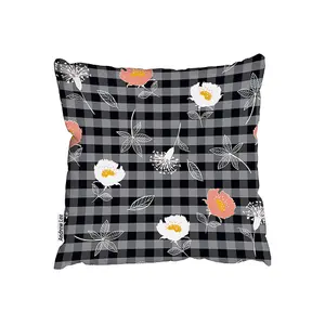 blooming hand drawn orange and white flowers (Outdoor Cushion) / 60cm x 60cm