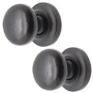 AFIT Black Antique Iron Round Cabinet Cupboard Knob - 38mm - Pack of 2