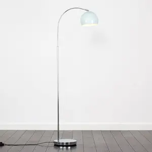 Derosier 152cm Arched Floor Lamp Chrome / Pale Blue