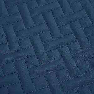 Brentfords Geo Pinsonic Blanket Throw Quilted Bedspread, Navy - 200 x 240cm