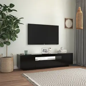 vidaXL TV Cabinet with LED Lights Black 160x35x40 cm