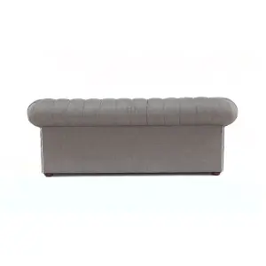 Chesterfield 3 Seater Sofa Charles Charcoal Grey Linen Fabric In Classic Style