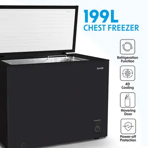 Spacious BLACK 199L Freestanding Chest Freezer with Refrigeration Mode