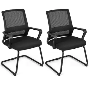 COSTWAY Set of 2 Meeting Office Chairs Mid-Back Mesh Reception Chair Guest Chair