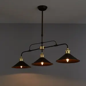 Inlight Alfie Pendant Matt Metal Bronze effect 3 Lamp LED Ceiling light